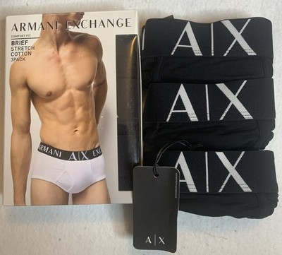 Armani Exchange Men s Comfort Fit Stretch Cotton A/X Logo 3 Pack Brief Large New