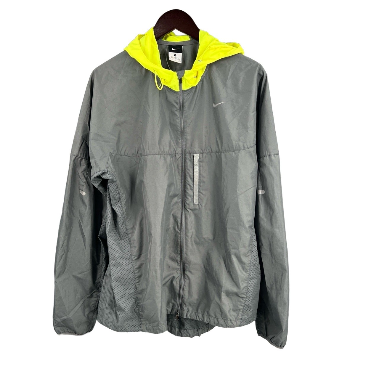 SACAI X NIKE Giacca leggera Nike grigia dettagli riflettenti giacca a vento con cappuccio zip grande