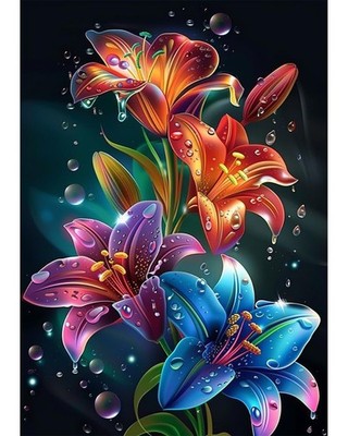 Lily Flowers Diamond Art Kits for Adults, Easy Crafts 5D Diamond Painting Dot Ki