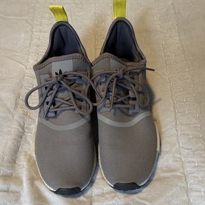 adidas NMD R1 Men s Gray Low Top Lace Up Cushioned Boost Sneakers Rubber