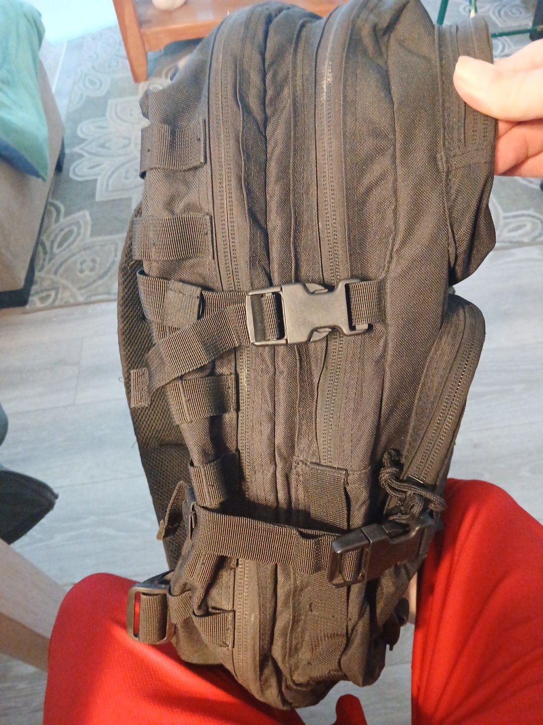 Black Canvas Backpack  Large Removeable  Black Fl… - image 4