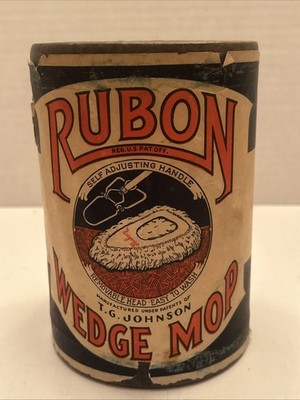 Vintage Sealed NEW Can Canister - RUBON Wedge Mop Head - TG Johnson