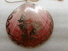 Vintage Seashell Pendant Gold Plated Overlay Floral & Edged Chain 24" Necklace — photo 2