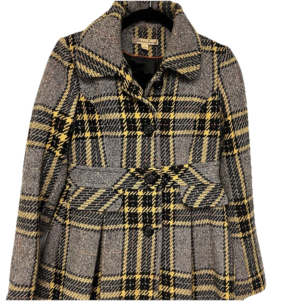 American Rag Coat Womens S Wool Blend Double Breasted Plaid Jacket Peacoat - Image 2 of 4
