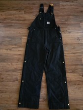 Carhartt Overalls Mens Small Black Insulated Canvas Loose Fit Bib Workwear