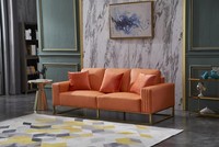 Dreisitzer Couch Polster Leder Sofa 3 Sitzer Couchen Holz Modern Stil Sofas Neu