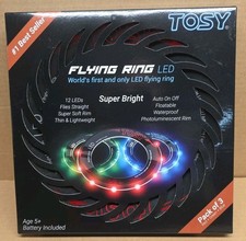 TOSY Flying Ring RGB LED Light-Up Frisbee Super Bright 12 LEDs Pack of 3