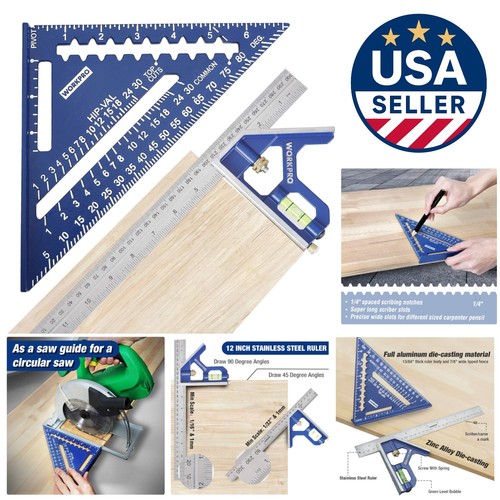 Heavy-Duty Carpenter Square & Combination Ruler - Durable, Accurate ...
