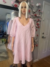 ASOS DESIGN mini puff sleeve dress with all over chevron pleat detail