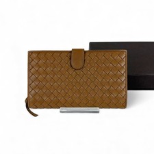 BOTTEGA VENETA Intrecciato Brown Leather Bifold Wallet Leather Authentic