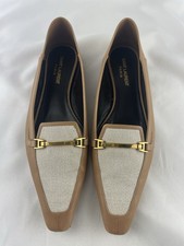 Saint Laurent Women's Chris Leather Loafers Nude Size EU 38.5 US 8.5