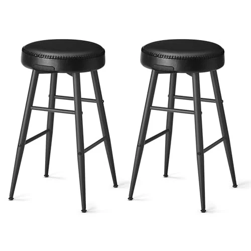 VASAGLE EKHO COLLECTION BAR STOOLS SET OF 2 COUNTER HEIGHT BAR STOOLS - BLACK - Image 2 of 4