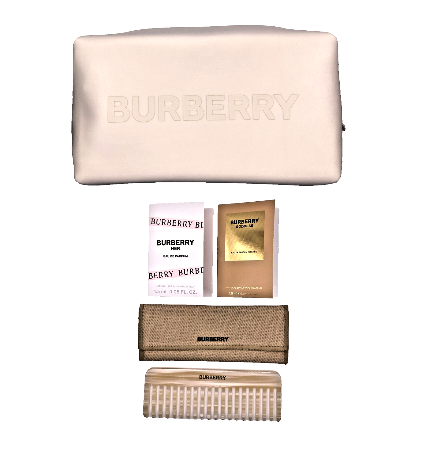 Burberry Beige Cosmetic Pouch HER Eau de Pardum Goddess EDP Pearl Comb NEW Gift