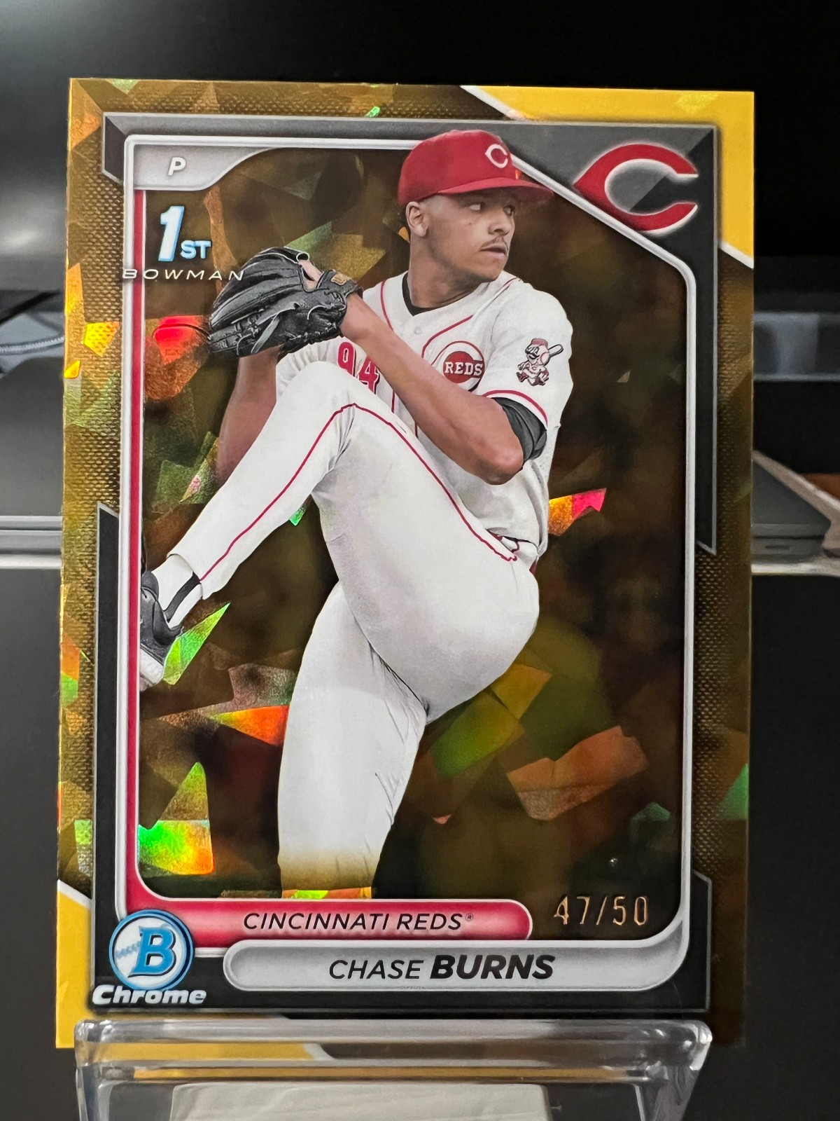 2024 Bowman 1st Chrome Draft Chase Burns Sapphire Gold /50 BFC-55