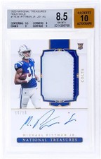 2020 National Treasures Michael Pittman Jr. Rookie Patch Auto Gold BGS 8.5 RPA
