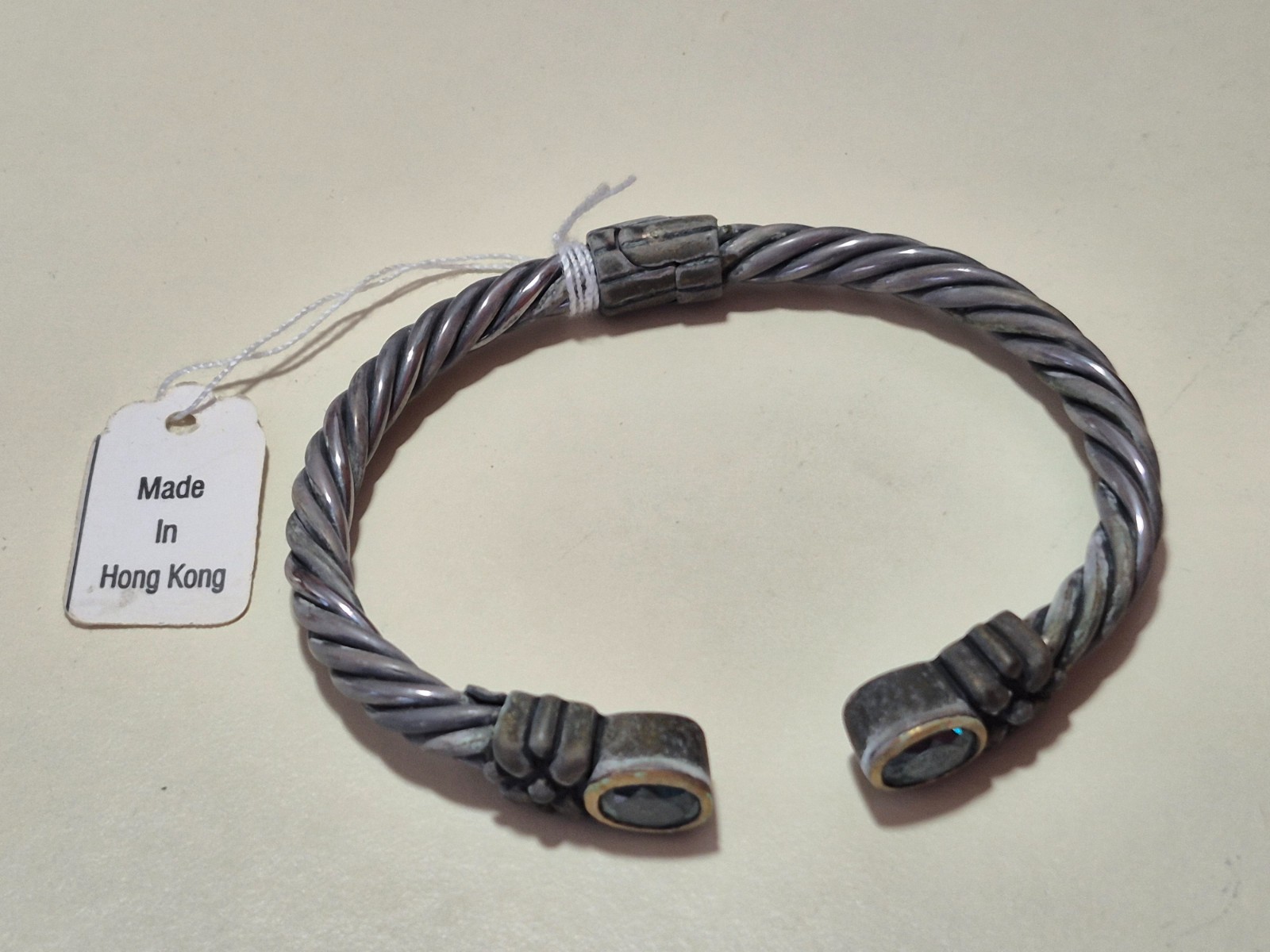 Sterling Silver Hinged Twisted Cable Cuff Bracele… - image 1