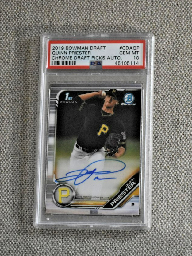 Quinn Priester 2019 Bowman Chrome Draft Picks Auto PSA 10