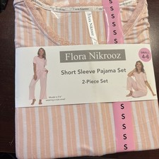 Flora Nikrooz Womens 2 Piece Pajama Set Short Sleeve Shirt Long Pants Size Small