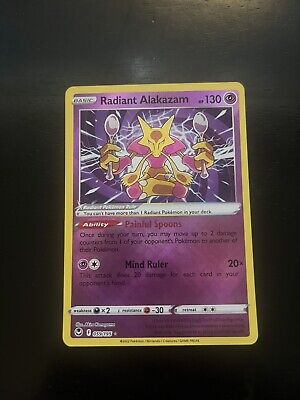 Radiant Alakazam SHINY HOLO RARE card 059/195 SWSH Silver Tempest