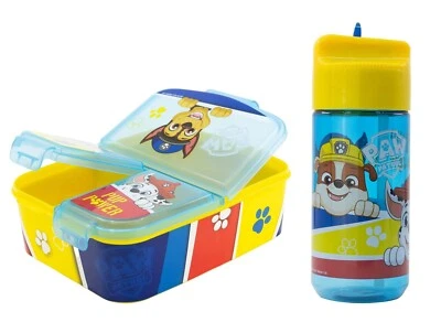STOR Paw Patrol Set Brotdose Lunchbox mit 3 Fächer + Trinkflasche Wasserflasche 430ml