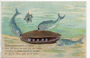 Carte Fantaisie 1er Avril Poisson Et Huitre Poissons Chats Ebay