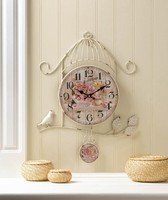 Birdcage Country Rose Wall Clock Distressed White Vintage Style Decor10018005 Birdcage Country Rose Wall Clock Distressed White Vintage Style Decor10018005