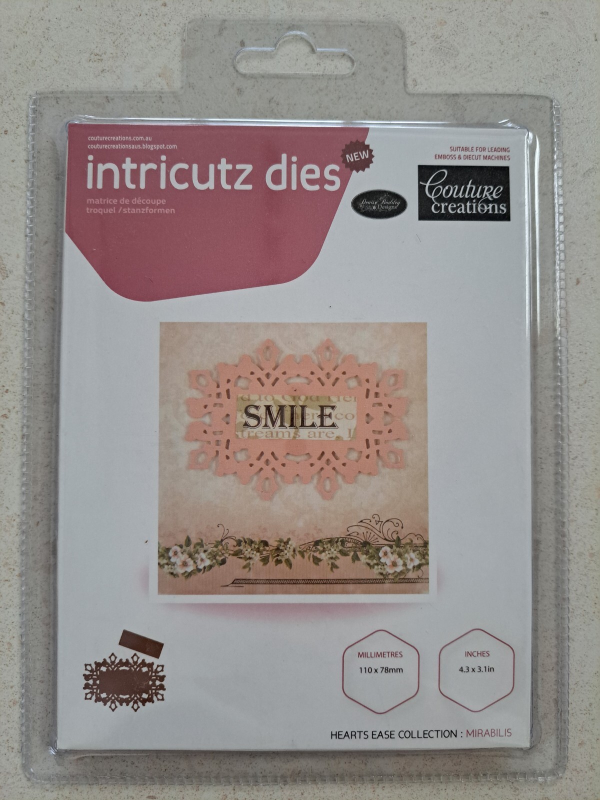 COUTURE CREATIONS Intricutz DIES Hearts Ease Collection Mirabilis BNIP