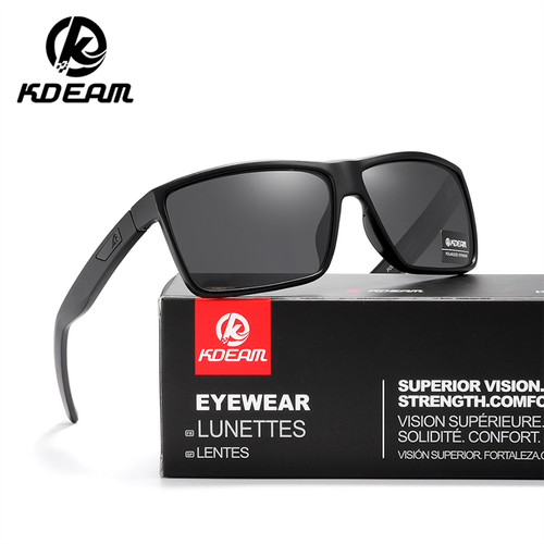 KDEAM Unisex Polarized Black Sunglasses Square Sports Frame Driving Goggles - Picture 4 of 11