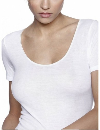 Maglia intima RAGNO lana cotone sulla pelle donna manica corta 72457 bianco  nero | eBay