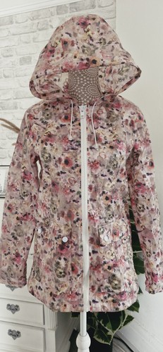 TOPSHOP PALE PINK FLORAL PRINT HOODED WATERPROOF RAIN COAT SIZE 8 EXCON - Picture 2 of 15