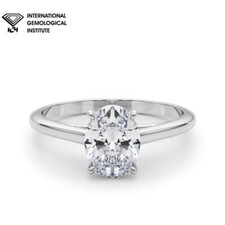 D/VS IGI Certified Oval Cut Lab Grown Diamond Solitaire Engagement Ring - LUXURY