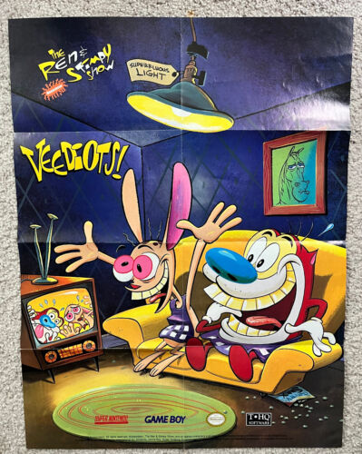 The Ren & Stimpy Show Nintendo Game Boy DOUBLE SIDED Promo Poster 1999