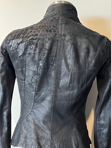 RICK OWENS $2500 Black Distress/Blister Lamb Leather Zip Jacket 42IT/10Aust/6US - Picture 13 of 19
