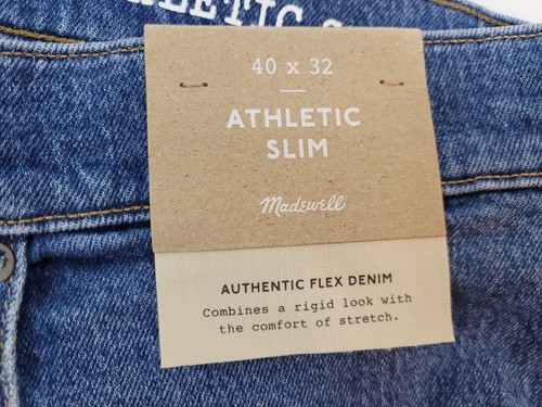 NWT Mens Madewell Athletic Slim Blue Jeans Flex Denim N1995 SIZE 40 x 32 NEW - Picture 9 of 15