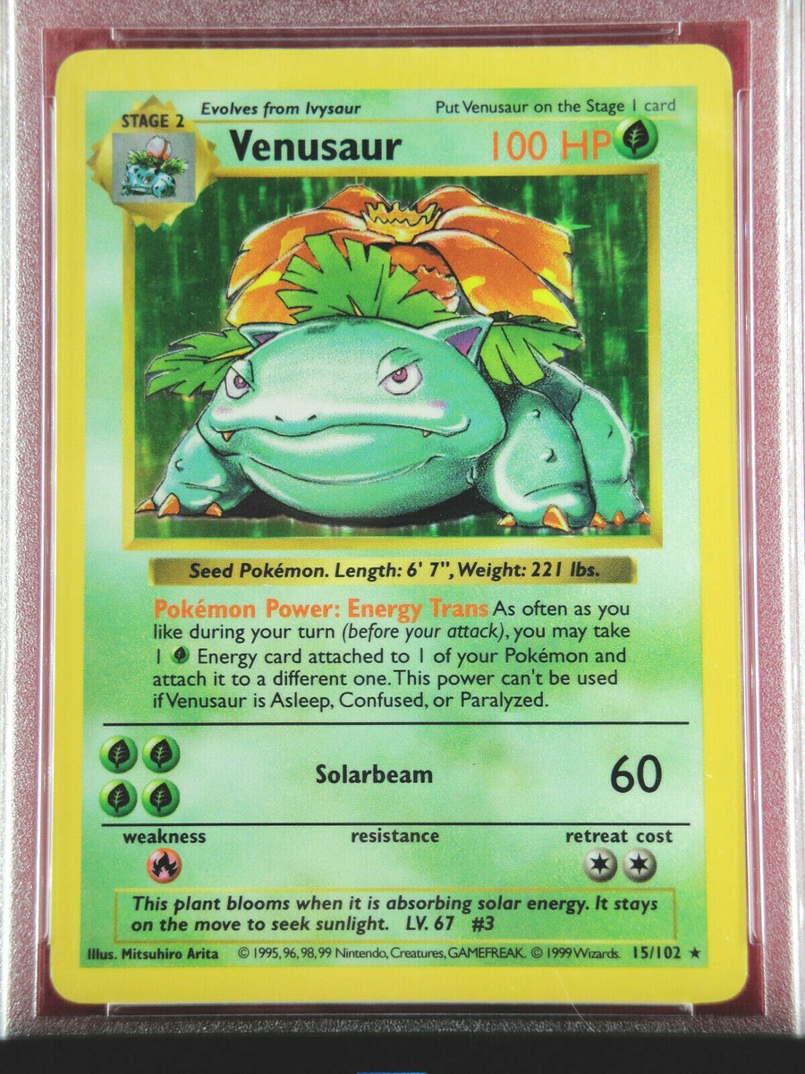 🍀 SHADOWLESS VENUSAUR 🍀 Base Set 15/102 | PSA 4 | Vintage