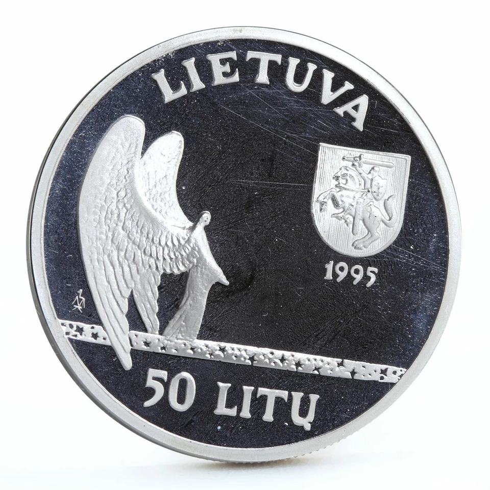 Lithuania 50 litu Painter Mikalojus Konstantinas Art proof silver coin 1995 - Image 2 of 4