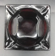 Vintage Anchor Hocking Glass Ashtray Royal Ruby Red Square 3-1/2" 