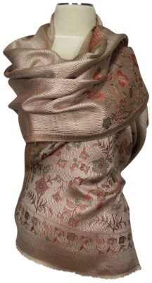 Schal 100% Seide silk soie scarf seta écharpe Sciarpa Paisley Mehrfarbig Beige