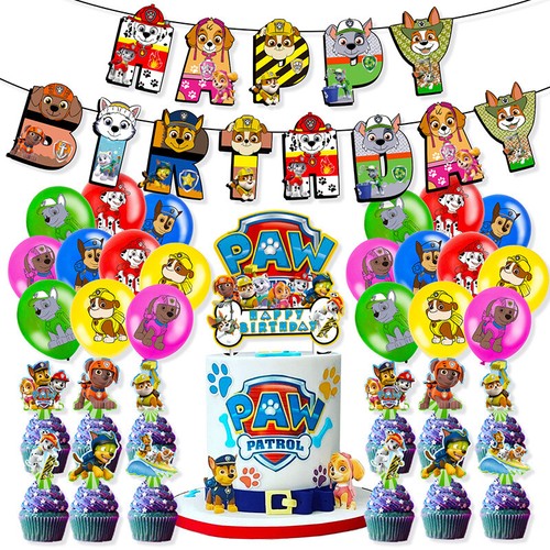Paw Patrol Party Set Party Supplies Banner Toppers Balloons Kids Birthday - Picture 6 of 10