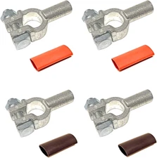 2/0 Gauge 2 Pairs Positive and Negative (+/-) Pure Copper Top Post Battery Cable