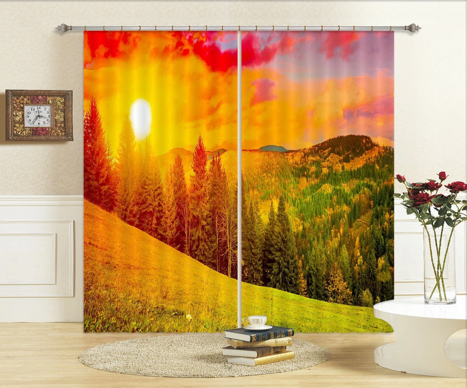 3D Sunset Grassland ZHUA1756 Blockout Photo Curtain Fabric Window Zoe