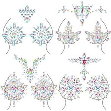 4 Pcs Rhinestone Pasties Crystal Breast Covers Body Jewelry Stick Nipple Past...