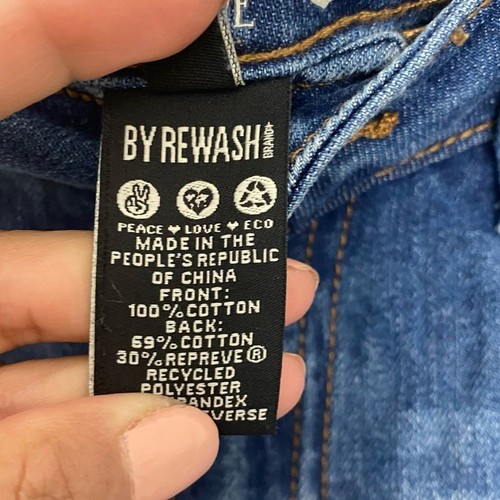 Pantaloncini jeans nuovi senza etichette REWASH super alti zeppa midi taglio invecchiato taglia 26 - Foto 8 di 10
