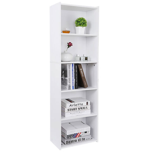 2PCS 5 Tier Bookcase Bookshelf Open Adjustable Shelf Storage Organizer White - Picture 14 of 14