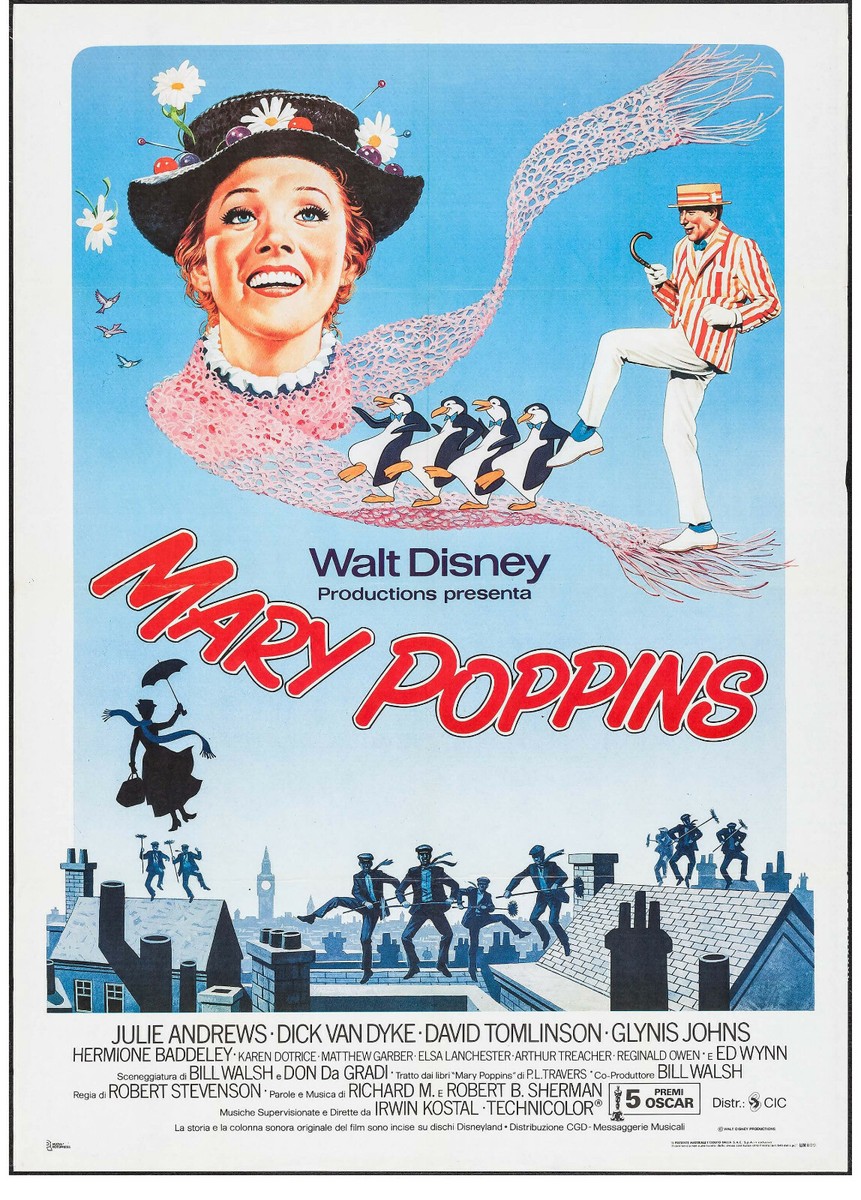 MARY POPPINS POSTER WALT DISNEY JULIE ANDREWS DICK VAN DYKE