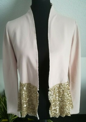 CASADEI Blazer Cardigan Jacke Gr. M 38 40 * Pailletten Puder Nude Gold NEUwertig