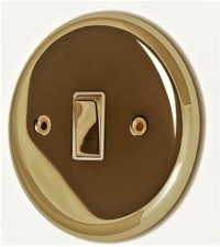 Designer  Polished Brass  S/G Light Switch. Unique, Round!  5 Year Guarantee!