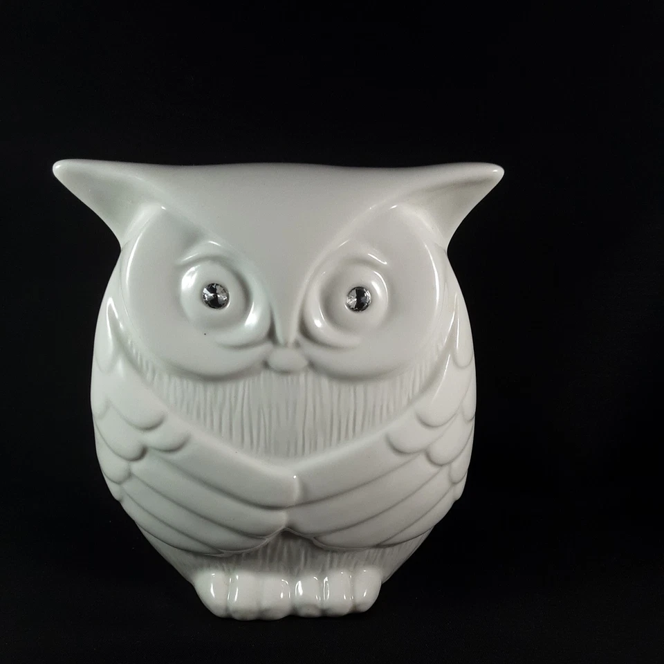Lote de 3 1 búhos blancos grandes y 2 pequeños de porcelana con hermosos ojos de estrás Foto 3 de 4