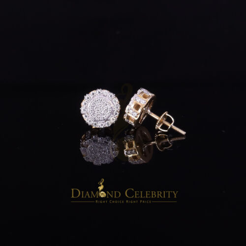 925 Silver Yellow 0.50ct VVS 'D' Moissanite Men's/Womens Round Stud Earrings - Picture 2 of 12