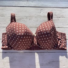 Cacique Bra 44DD Mauve Cream Floral Lightly Lined Balconette Underwire Dot Soft